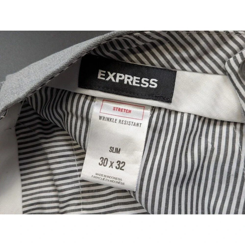 Express‎ Slim Knit Trousers Dress Pants Gray Men's 30x30 (Tag 30/32)